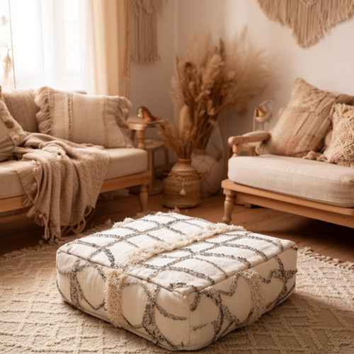 Vintage moroccan kilim pouf - moroccan,