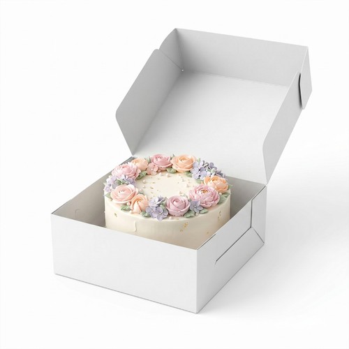White cake boxes fold flat - fold,