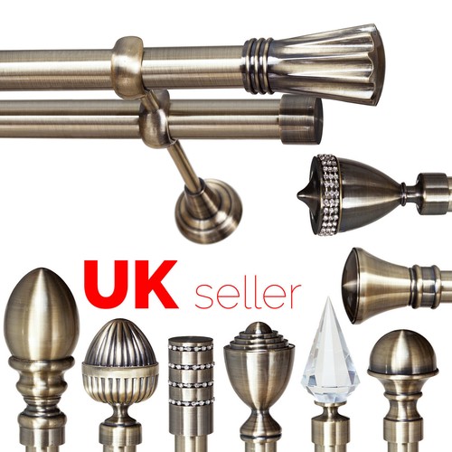 Metal double curtain pole rail - double,