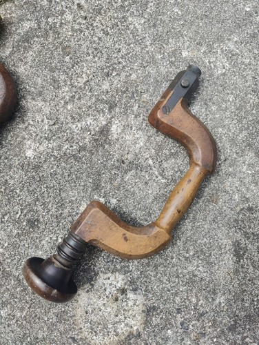 Antique wooden auger brace - antique,