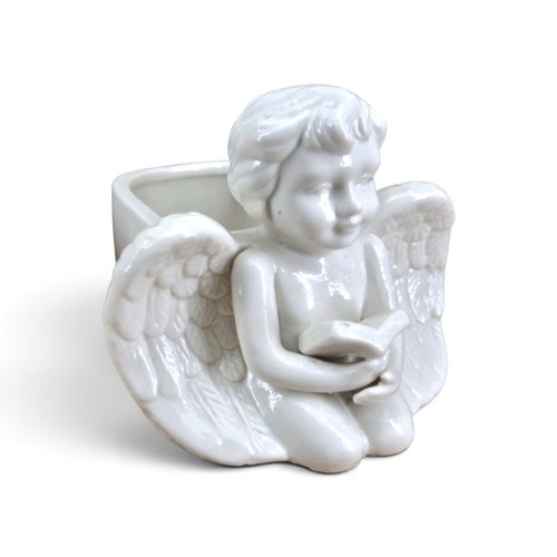 Vintage white ceramic cherub - vintage,