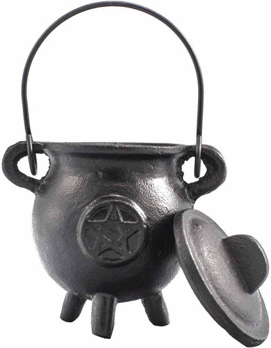 Black cast iron cauldron - iron,