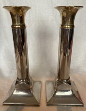 Pair Of Vintage Alloy & Brass Candlesticks By Parks Of London c.1980’s - 7” Tall