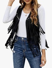 Women Fringe Vest Hippie Faux