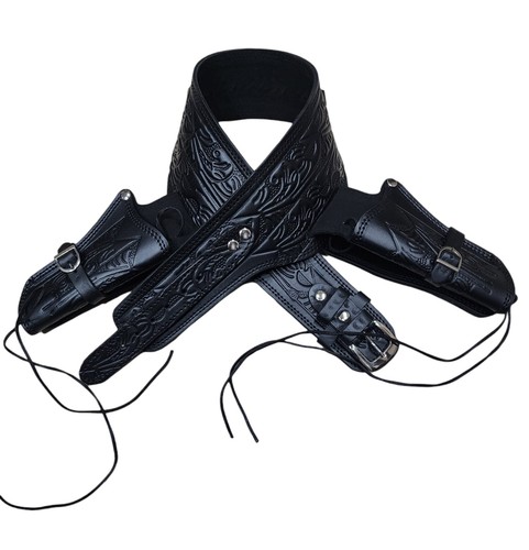Black leather double gun - double,