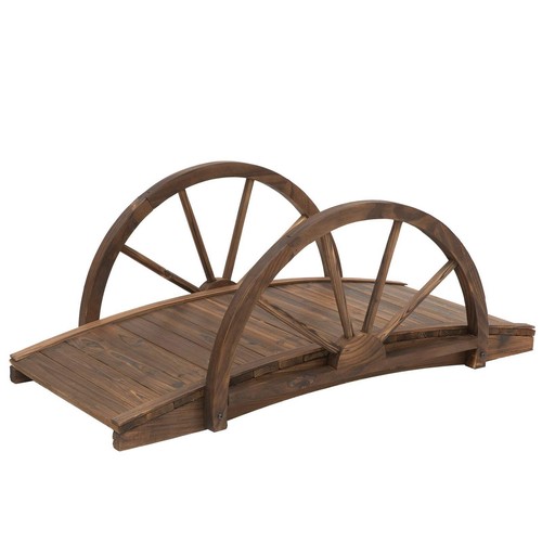 Wooden garden bridge lawn - garden,