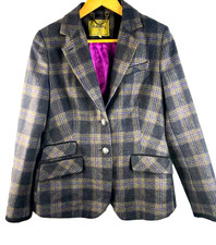 DUBARRY Galway Ireland Tweed Jacket SZ 10 Connemara "Smoke" black  elbow patches