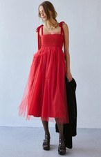 Sister Jane Palace Tulle Midi Dress In Red M + UK 12/14