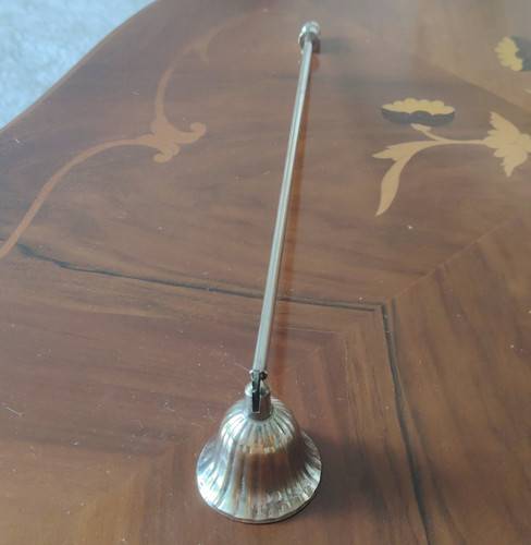 Silver metal candle snuffer - candle,