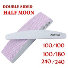 Nail Files 100/180/240 Grit Half Moon Emery Board Buffer File Diamond Curve Set