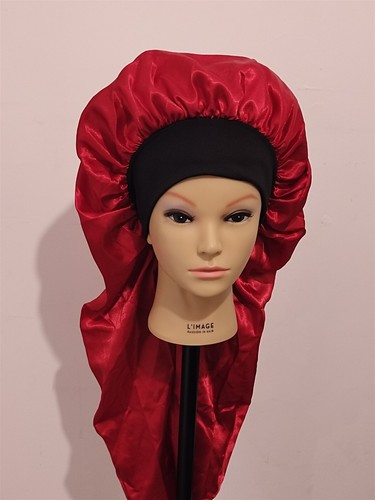 Long satin night sleep cap - long,
