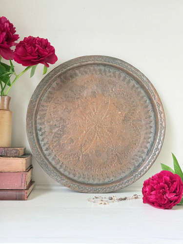 Vintage hand engraved copper - vintage,