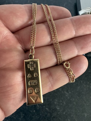 9ct gold ingot necklace - ingot, &