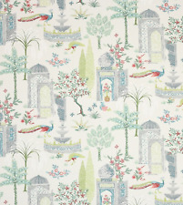 Jane Churchill Curtain Fabric ‘Persian Grove’ 3m Green Aqua Linen Blend
