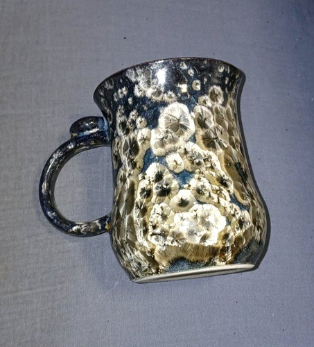 Crystalline pottery mug blue - crystalline,