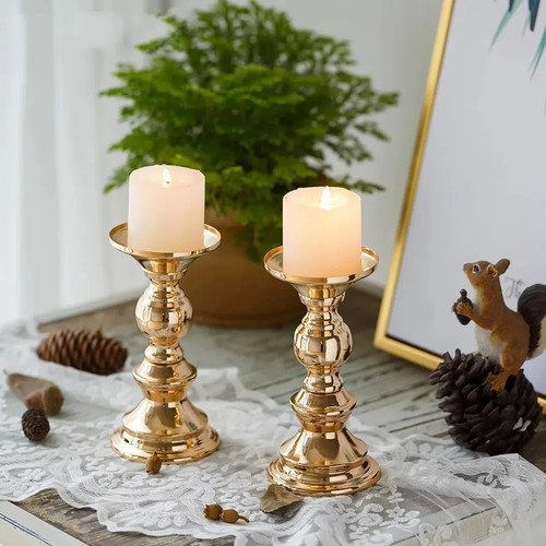 Metal pillar candle holders - metal,