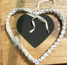 White Wicker Heart with Chalk Board