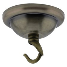 Deco Styled Small 63mm Metal Ceiling Rose with Metal Chain Hook Antique Brass