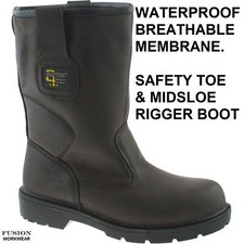 GRAFTERS RIGGER SAFETY BOOTS,WATERPROOF MEMBRANE & S3 LEATHER,STEEL TOE CAP,WORK