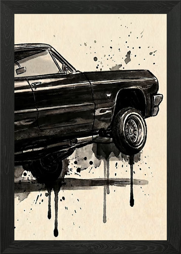 Lowrider car watercolor art - car,