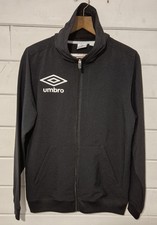 Vintage Umbro Track Jacket Size Medium Full Zip Black Front & Back Logo Pockets