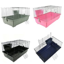 Rabbit Guinea Pig Cage Single Tier Hutch Indoor Black Beige Pink