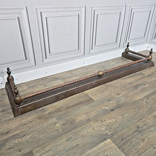Antique Fireplace Fender Kerb Hearth Fire Side -  Twisted Bar - Urn Finials