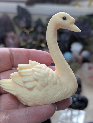 Ivory nut carving swan - of,