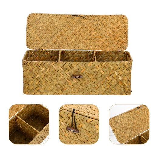 Straw woven storage basket - straw,