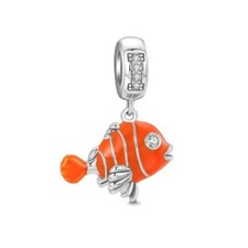 Clown Fish Dangle Charm For Bracelets S925 Sterling Silver