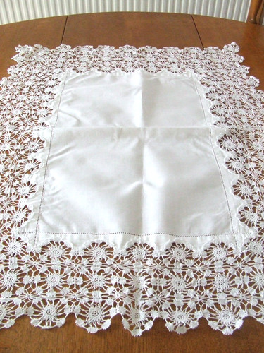 Larger vintage white linen - white,