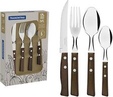 Tramontina 24 Piece Cutlery Set Wooden Handle S/Steel BBQ Barbecue Tableware New