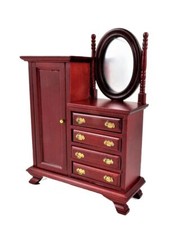 Dolls House Mahogany Combination Wardrobe Miniature 1:12 Bedroom Furniture
