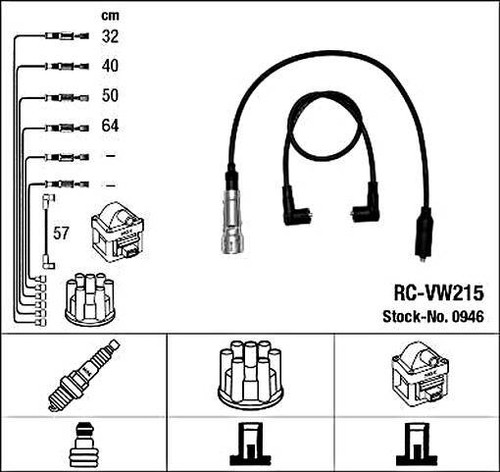 Black ignition cable kit ngk - kit,