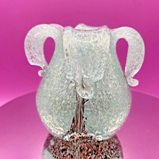 VTG Emanuel Beranek Pulegoso Czech Art Glass Vase Small Turquoise 1940s