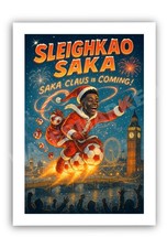 A4 Saka Christmas Art Print – Festive Arsenal Football Illustration Funny Gift