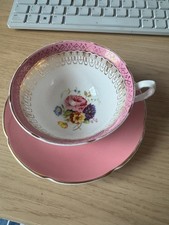 Royal Grafton Tea Cup and saucer in pink/mauve colour