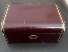 antique Leather Bound Jewellery Box Gold Edging