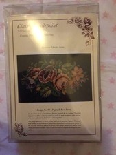 Classic Needlepoint Tapestry Kit Vintage Poppy and Rose Spray