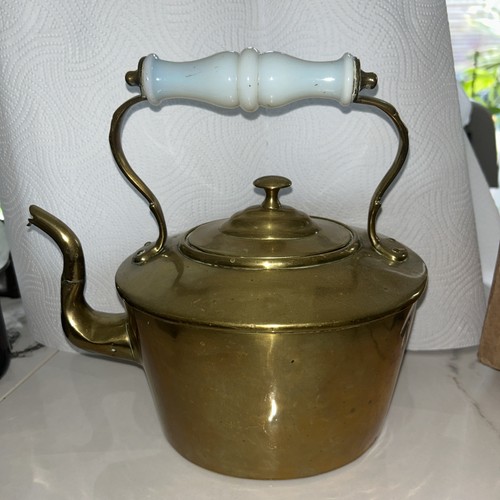 Vintage brass kettle with - vintage, milk