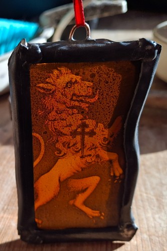 Stained glass lion leaded - stained,