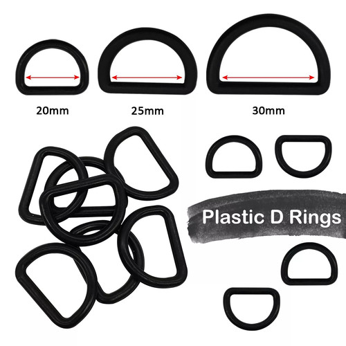 20pcs black plastic rings - plastic, d