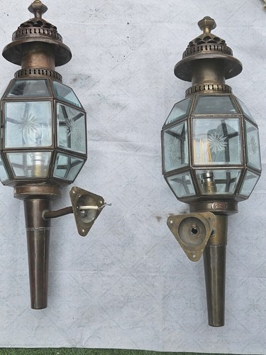 Brass electric carriage lamps - brass,