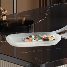 Selenite Crystal Bowl Charging Bowl Minimalist Tabletop Centerpiece for Men