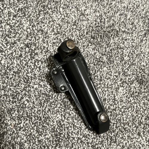 Baton holder black leather - black,