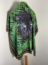 Versace pattern print silk scarf square VGC hand rolled logo panther tropical