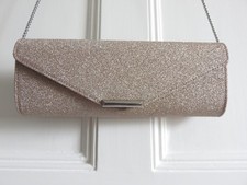 LK Bennett Lucille clutch bag lipstick pink rose glitter sparkle rose with tags