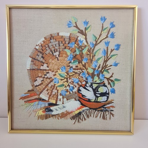 Vintage embroidered crewel - embroidered,