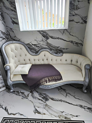Cream faux leather tufted - faux,