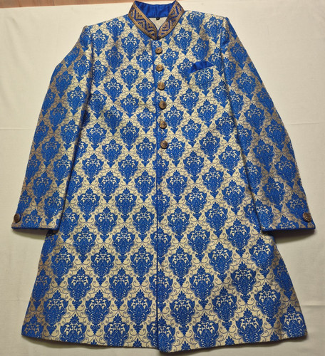 Men blue gold brocade - blue,